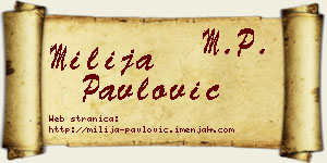 Milija Pavlović vizit kartica